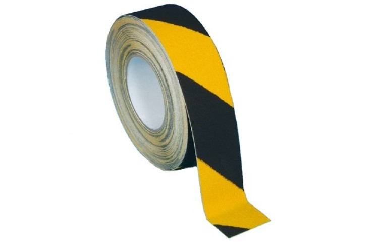 Protiskluzová páska žlutočerná 50mm x 18m