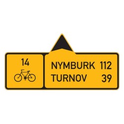 Cyklo značka IS19b - Směrová tabule pro cyklisty (s dvěma cíli)