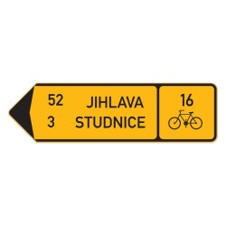 Cyklo značka IS19d - Směrová tabule pro cyklisty (s dvěma cíli)