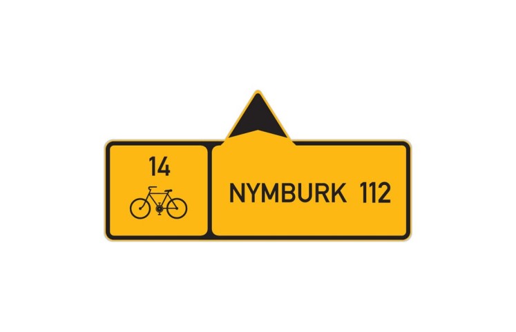 Cyklo značka IS19a - Směrová tabule pro cyklisty (s jedním cílem) Cyklo značka IS19a - Směrová tabule pro cyklisty (s jedním cílem)
