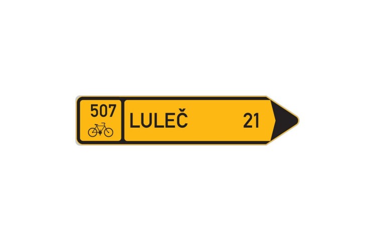 Cyklo značka IS19c - Směrová tabule pro cyklisty (s jedním cílem)