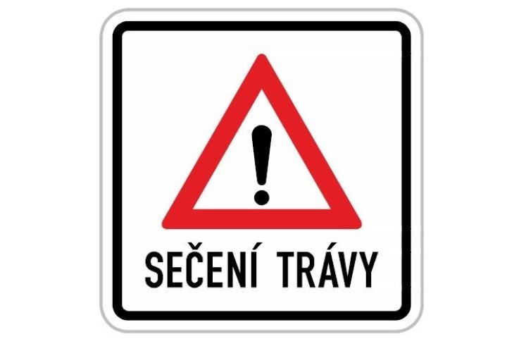 Dopravní značka - Sečení trávy Dopravní značka - Sečení trávy