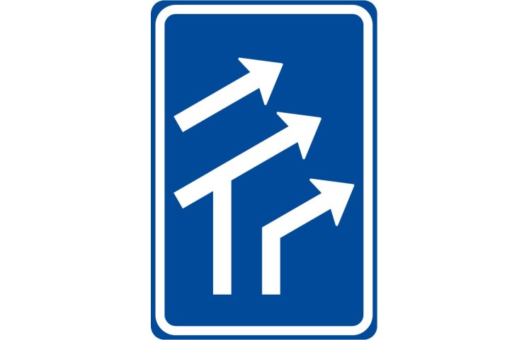 Dopravní značka IP17 - Uspořádání jízdních pruhů