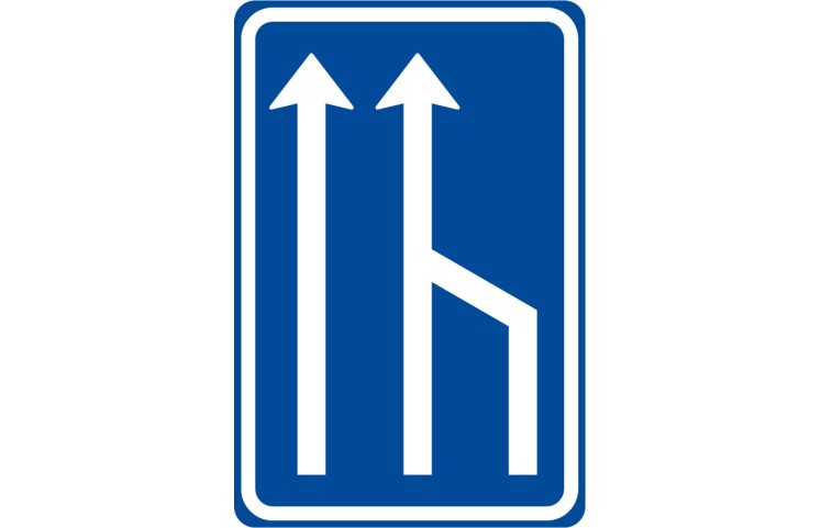 Dopravní značka IP18b - Snížení počtu jízdních pruhů