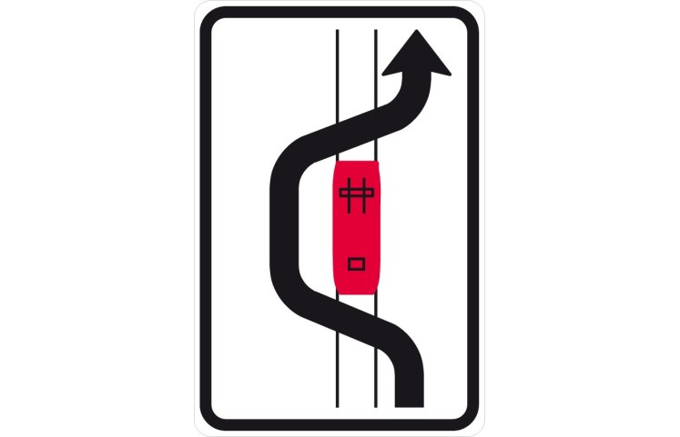 Dopravní značka IP23a - Objíždění tramvaje Dopravní značka IP23a - Objíždění tramvaje
