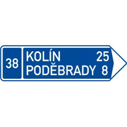 Dopravní značka IS3d - Směrová tabule (s dvěma cíli)