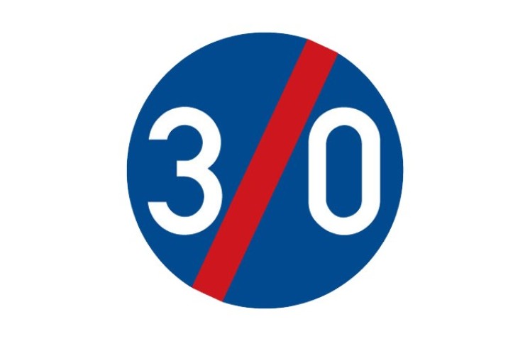 Dopravní značka C6b - Konec nejnižší dovolené rychlosti