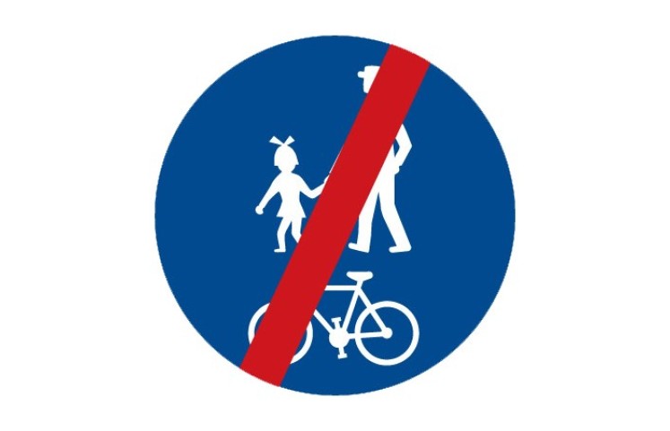 Dopravní značka C9b - Konec stezky pro chodce a cyklisty Dopravní značka C9b - Konec stezky pro chodce a cyklisty