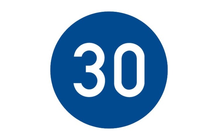 Dopravní značka C6a - Nejnižší dovolená rychlost Dopravní značka C6a - Nejnižší dovolená rychlost