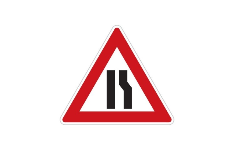 Dopravní značka A6b - Zúžená vozovka (z jedné strany) Dopravní značka A6b - Zúžená vozovka (z jedné strany)
