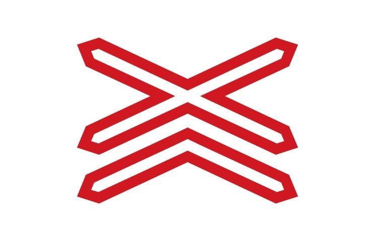 Doravní značka A32b - Výstražný kříž pro železniční přejezd vícekolejný