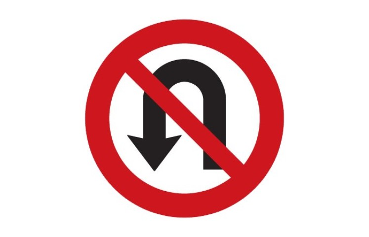 Dopravní značka B25 - Zákaz otáčení Dopravní značka B25 - Zákaz otáčení