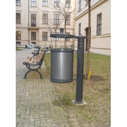 Litinový koš Masiv se sloupkem a víkem